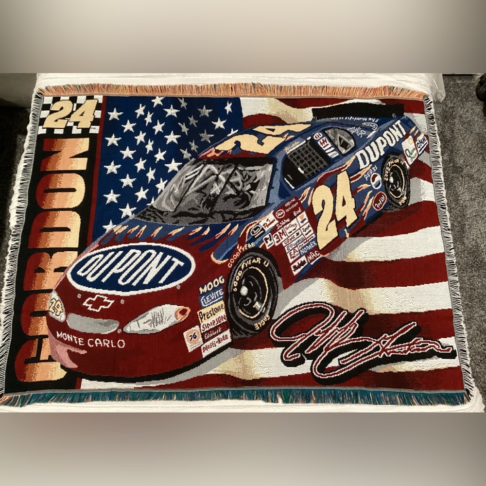 🔵 Vintage & New - Jeff Gordon Woven Tapestry Throw Blanket Afghan - Rare/Unique